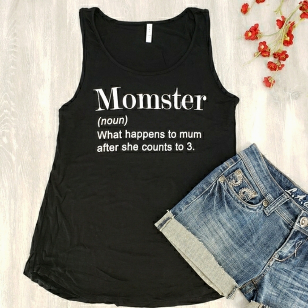 NEW Momster Mom Graphic Black Tank Top